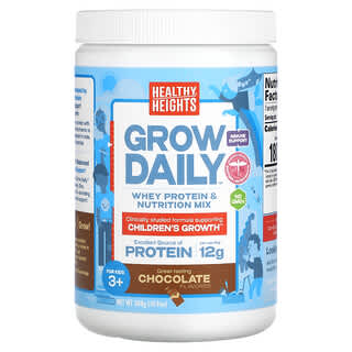 Healthy Heights‏, Grow Daily, חלבון מי גבינה ותערובת תזונה, לילדים בני 3 ומעלה, בטעם שוקולד, 10.9 אונקיות (308 גרם)