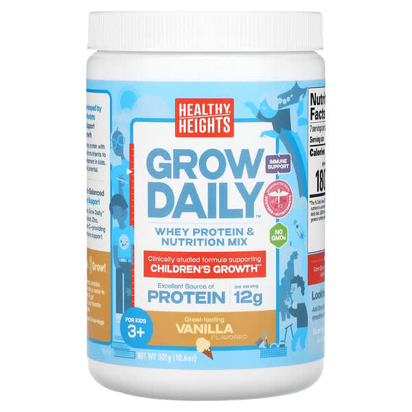 Healthy Heights, Grow Daily, Whey Protein &amp; Nutrition Mix, For Kids 3+, Vanilla, 10.6 oz (301 g)