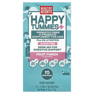 هيلثي هايتس‏, Happy Tummies ، مزيج الشراب لدعم عملية الهضم ، للأطفال بعمر سنتين فأكثر ، بنكهة الفواكه ، 15 كيسًا ، 0.28 أونصة (7.8 جم) لكل كيس
