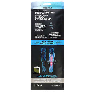 Heali Medical Corp, 통기성이 좋은 탄력 있는 Kinesiology 테이프, 종아리 및 발목, 프리컷 3회 사용