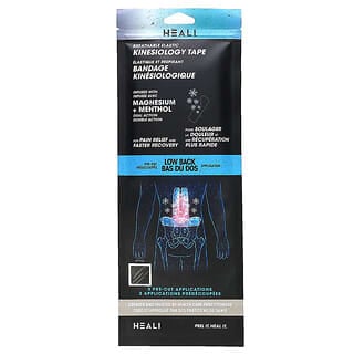 Heali Medical Corp, Cinta de kinesiología elástica transpirable, Espalda baja, 3 aplicaciones precortadas