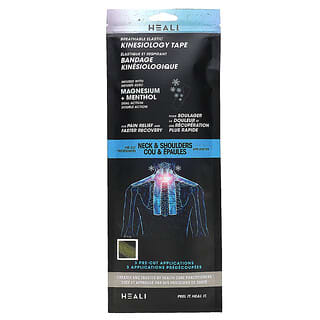 Heali Medical Corp, Breathable Elastic Kinesiology Tape, Neck & Shoulders, 3 Pre-Cut Applications