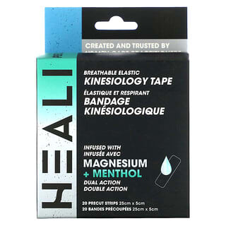 Heali Medical Corp, Breathable Elastic Kinesiology Tape, Black, 20 Precut Strips