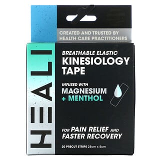 Heali Medical Corp, Breathable Elastic Kinesiology Tape, Black Zebra, 20 Precut Stripes
