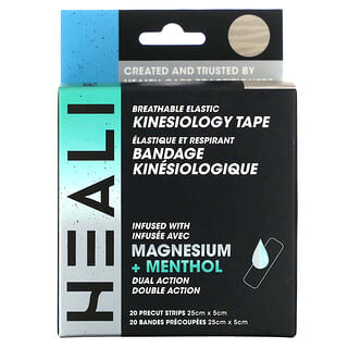Heali Medical Corp, Breathable Elastic Kinesiology Tape, Beige with Zebra Design, 20 Precut Strips