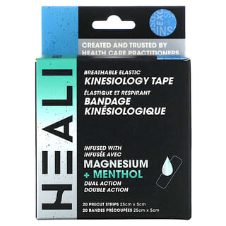 Heali Medical Corp, Cinta de kinesiología elástica transpirable, azul`` 20 rayas precortadas
