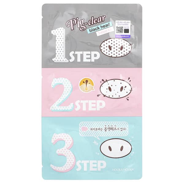 Holika Holika, 피그-클리어, 블랙헤드 3단계 키트, 1개, 7g(0.24oz)