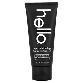 Hello, Epic Whitening Fluoride Free Toothpaste, Activated Charcoal, With Fresh Mint & Coconut Oil, 4 oz (113 g)