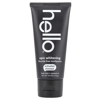 Hello, Epic Whitening, Fluoride Free Toothpaste, Activated Charcoal, Fresh Mint + Coconut Oil, 4 oz (113 g)