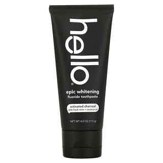 Hello, Activated Charcoal Epic Whitening Fluoride Toothpaste, Fresh Mint + Coconut Oil, 4 oz (113 g)