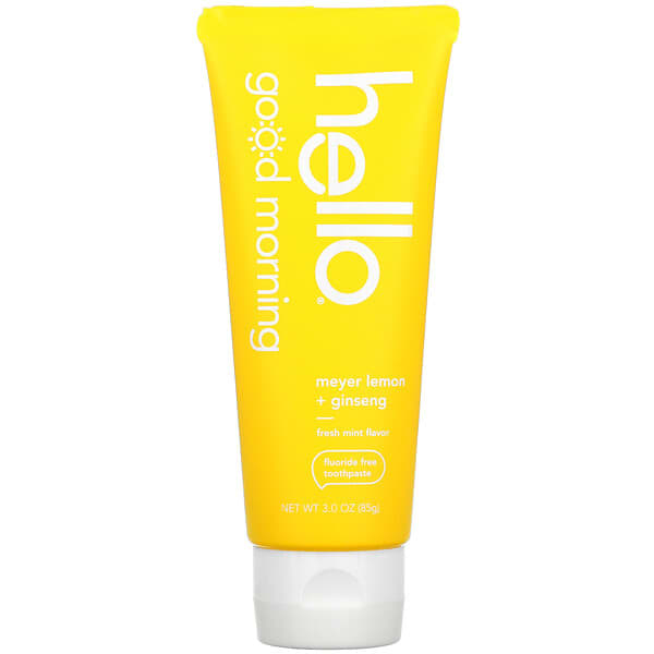Hello‏, Good Morning, Fluoride Free Toothpaste, Meyer Lemon + Ginseng, 3 oz (85 g)