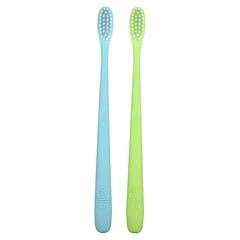 Hello, BPA-Free Toothbrushes, Soft, Green/Blue, 2 Toothbrushes