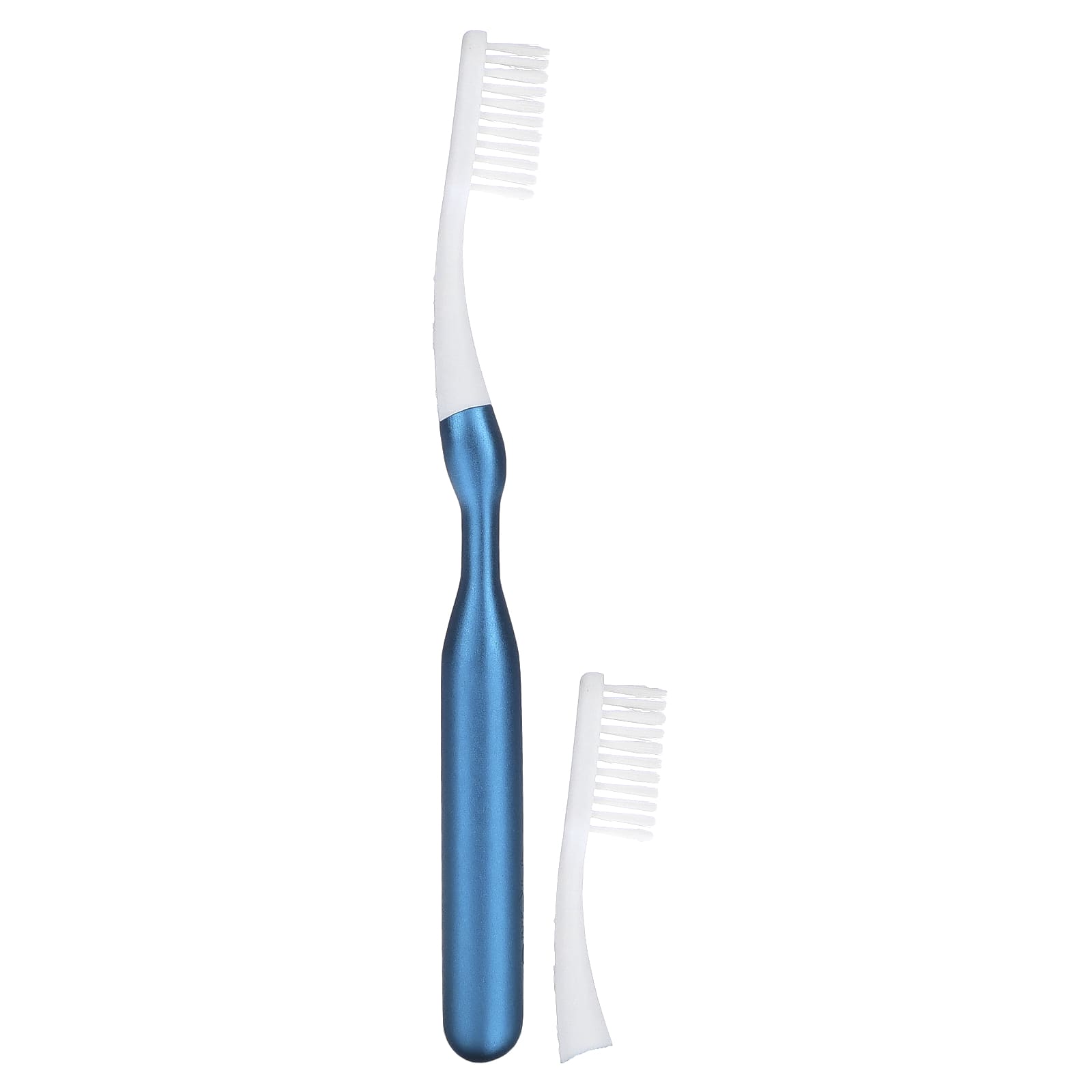 Hello, Aluminum Toothbrush with Replaceable Brush Heads, Soft, Blue, 1