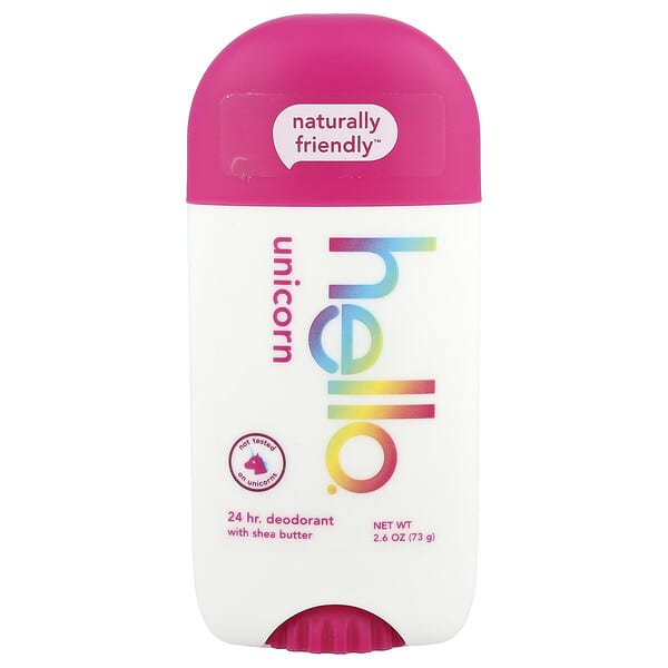 Hello, 24시간 데오드란트, 시어버터 함유, 유니콘, 73g(2.6oz)