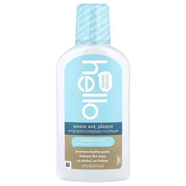 Hello, Peace Out, 플라크, 치주질환 예방/치주질환 예방 구강 청결제, 천연 민트, 473ml(16fl oz)