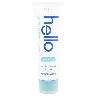 Hello, All Over Deodorant Cream, Clean + Fresh , 3 oz (85 g)