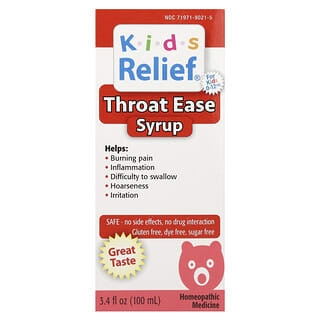 Homeolab USA, Kid's Relief®, Throat Ease Syrup, 0-12 Yrs, 3.4 fl oz (100 ml)