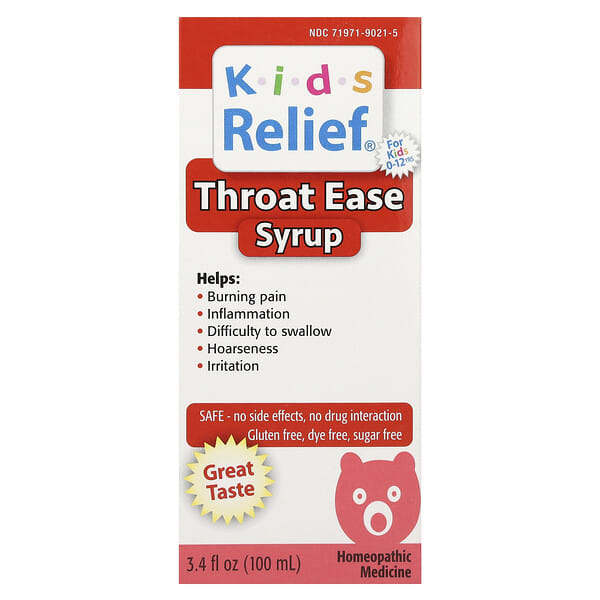 Kid's Relief®, Throat Ease Syrup, 0-12 Yrs, 3.4 fl oz (100 ml)