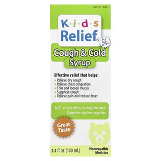 Homeolab USA, Kids Relief, syrop na kaszel i przeziębienie, dla dzieci w wieku 0–12 lat, 100 ml