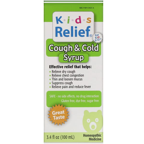 Homeolab USA, Kids Relief, Husten- und Erkältungssirup, für Kinder von 0–12 Jahren, 100 ml (3,4 fl. oz.)