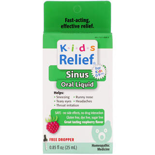 Homeolab USA, Kids Relief, Sinus Oral Liquid, For Kids 0-9 Yrs, Raspberry Flavor, 0.85 fl oz (25 ml)