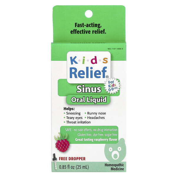 Kids Relief, Sinus Oral Liquid, For Kids 0-9 Yrs, Raspberry, 0.85 fl oz (25 ml)
