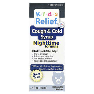 Homeolab USA, Kids Relief, сироп от кашля и простуды, ночная смесь, для детей 0–12 лет, 100 мл (3,4 жидк. Унции)
