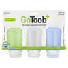 Humangear, GoToob+®, 여행용 튜브, 미디엄, 그린, 클리어, 블루, 3개입, 각 74ml(2.5fl oz)