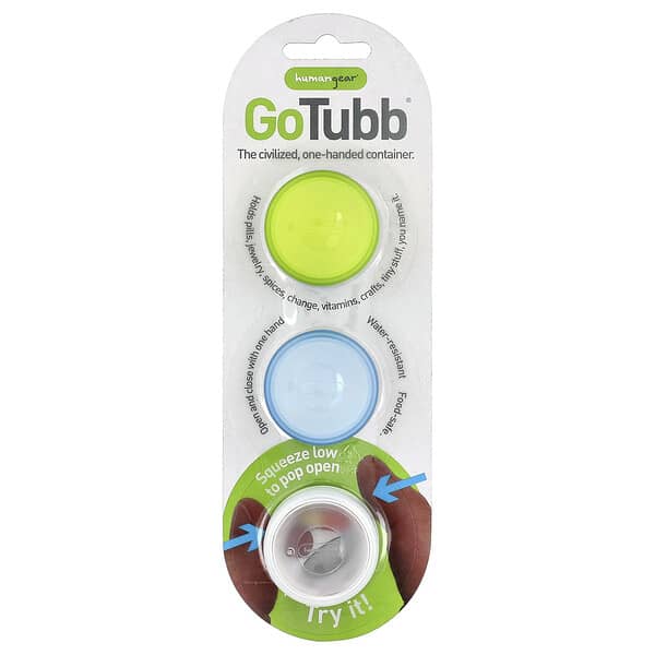 Humangear, GoTubb® Containers, Clear, Green, Blue, 3 Pack