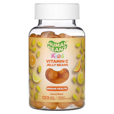 Human Beanz, Kids, Vitamin C Jelly Beans, Bursting Citrus, 80 mg, 120 capsules (40 mg each)