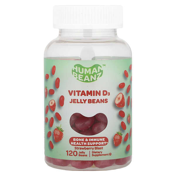 Human Beanz, Vitamin D3 Jelly Beans, Strawberry Blast, 120 Jelly Beans — product photo 1