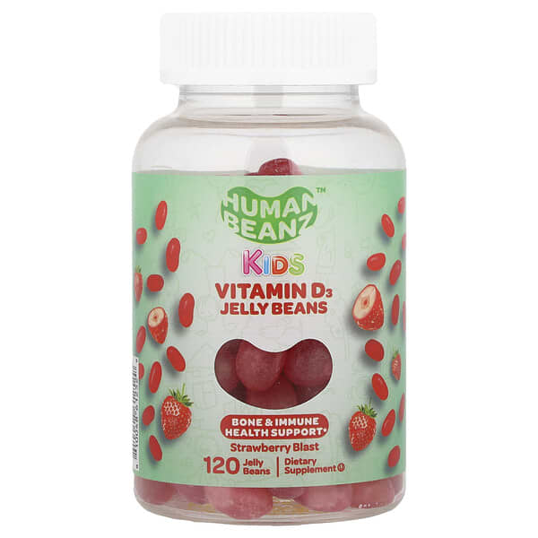 Human Beanz, Kids, Vitamin D3 Jelly Beans, Strawberry Blast, 120 Jelly Beans (12.5 mcg per Jelly Bean) — product photo 1