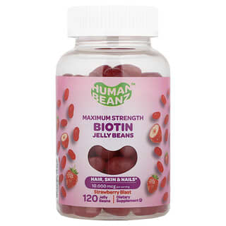 Human Beanz, Biotin Jelly Beans, Biotin-Jelly Beans, maximale Stärke, Erdbeer-Geschmack, 120 Jelly Beans (2.500 mg pro Jelly Bean)