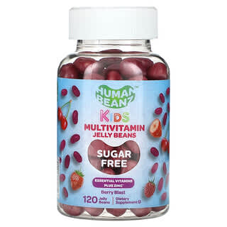 Human Beanz‏, פולי ג'לי מולטי-ויטמין לילדים, ללא סוכר, בטעם פירות יער, 120 סוכריות ג'לי