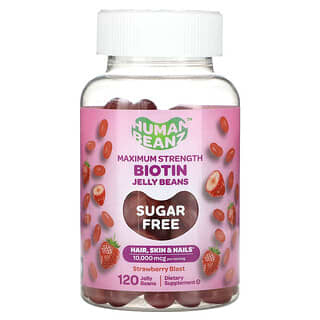 Human Beanz, Biotin Jelly Beans, Maximum Strength, Sugar Free, Strawberry Blast, 10,000 mcg,  120 Jelly Beans (2,500 mcg per Jelly Bean)