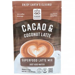 Hana Beverage, 카카오 & 코코넛 라떼, 커피 성분 없는 슈퍼푸드 음료, 3.3 oz(93.6 g)