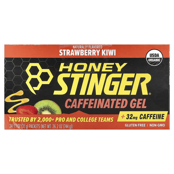 Caffeinated Gel, Strawberry Kiwi, 24 Packets, 1.1 oz (31 g) Each