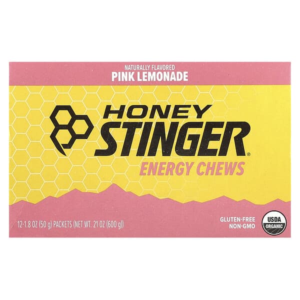 Honey Stinger Energy Chews, Pink Lemonade, 12 Packets, 1.8 oz (50 g) Each