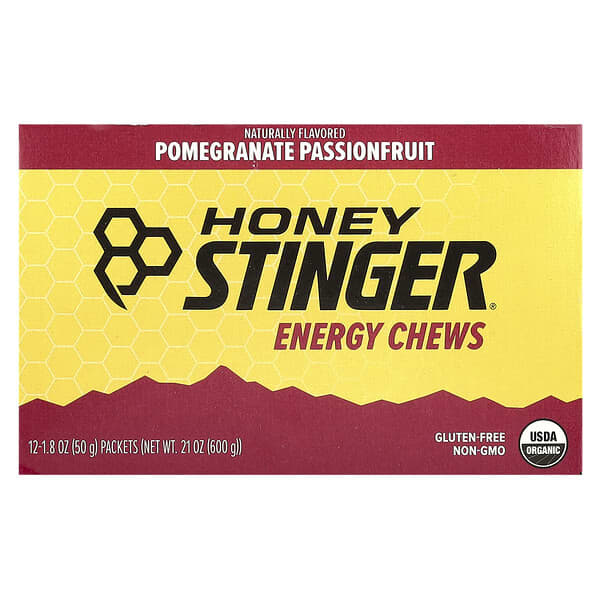 Honey Stinger Energy Chews, Pomegranate Passionfruit, 12 Packets, 1.8 oz (50 g) Each