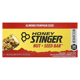 Honey Stinger, Nut + Seed Bar™, Amêndoa e Semente de Abóbora, 12 Barras, 56 g (1,98 oz) Cada