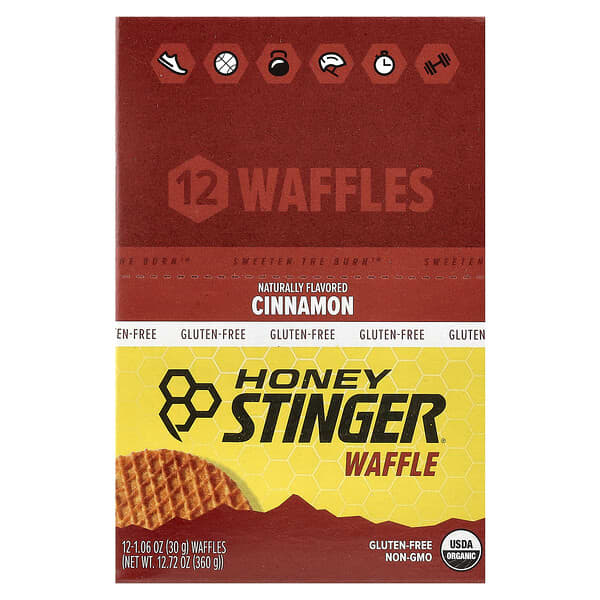 Honey Stinger, 에너지 와플, 시나몬 맛, 와플 12개, 개당 30g(1.06oz)