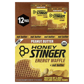 Honey Stinger, Energy Waffle + Selai Kacang, Selai Kacang, 12 Wafel, Masing-Masing 30 g (1,06 ons)