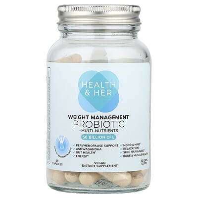 Health and Her, Weight Management Probiotics + Multi-Nutrient Capsules, 60 Capsules
