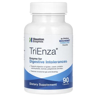 Houston Enzymes, TriEnza, ферменты помогающие при пищевой непереносимости, 90 капсул