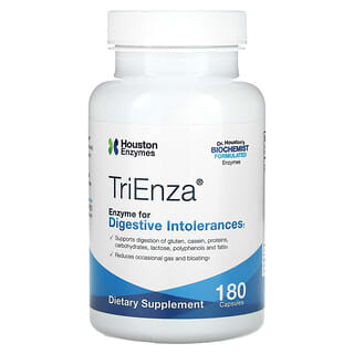 Houston Enzymes, TriEnza, ферменты помогающие при пищевой непереносимости, 180 капсул