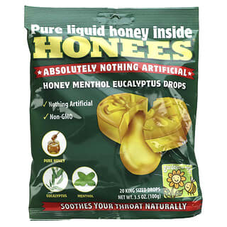 Honees, Honey Menthol Eucalyptus Drops, Honig-Menthol-Eukalyptus-Bonbons, 100 mg (3,5 oz.)