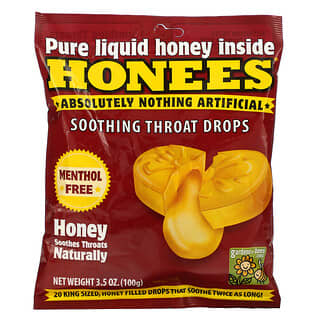 Honees, Успокаивающие капли для горла, с медом, 20 леденцов