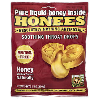 Honees, Soothing Throat Drops, Honey, 20 King Size Drops, 3.5 oz (100 g)