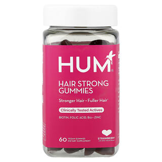 HUM Nutrition, Saçlara Güçlü Gummiler, Çiyələk, 60 Vegan Gummiləri