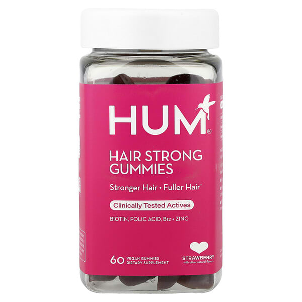 HUM Nutrition, Hair Strong Gummies, Strawberry, 60 Vegan Gummies — product photo 1